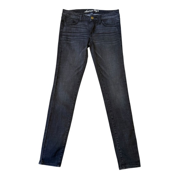 American Eagle Jeggings Womens Size 6 Stretch Black Wash Denim Pants - Picture 1 of 6